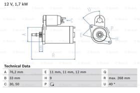 BOSCH 0986013050 - MOTOR DE ARRANQUE