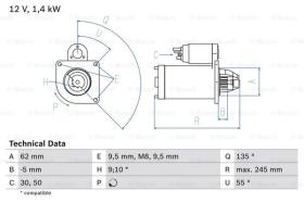 BOSCH 0986014590 - MOTOR DE ARRANQUE