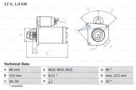 BOSCH 0986016570 - MOTOR DE ARRANQUE