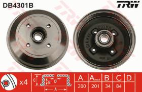 TRW DB4301B - TAMBOR DE FRENO CON RODAMIENTO