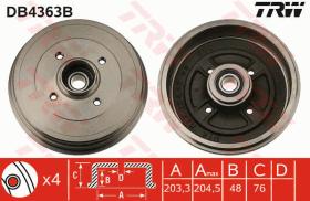 TRW DB4363B - TAMBOR DE FRENO CON RODAMIENTO