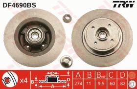 TRW DF4690BS - DISCO DE FRENO CON RODAMIENTO