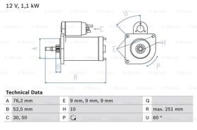 BOSCH 0986016750 - MOTOR DE ARRANQUE