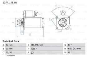 BOSCH 0986016870 - MOTOR DE ARRANQUE