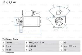 BOSCH 0986016950 - MOTOR DE ARRANQUE