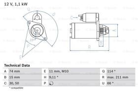 BOSCH 0986018480 - MOTOR DE ARRANQUE