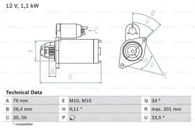 BOSCH 0986020350 - MOTOR DE ARRANQUE