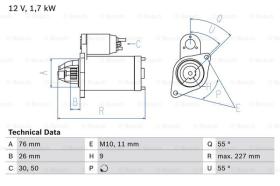 BOSCH 0986022010 - MOTOR DE ARRANQUE