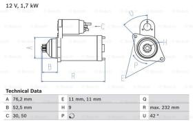 BOSCH 0986022470 - MOTOR DE ARRANQUE