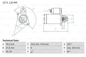 BOSCH 0986022500 - MOTOR DE ARRANQUE