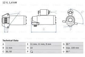 BOSCH 0986022561 - MOTOR DE ARRANQUE