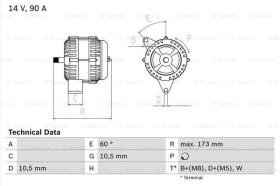 BOSCH 0986046000 - ALTERNADOR