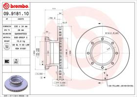 BREMBO 09918110 - DISCO MERCEDES-BENZ ATEGO 5 T.(98->