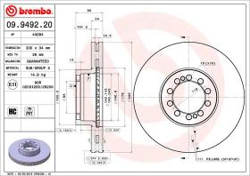 BREMBO 09949220 - DISCO RENAULT TRUCKS MIDLUM 135/150