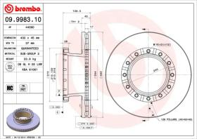 BREMBO 09998310 - DISCO IVECO STRALIS RANGE(6.07->)F/