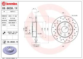 BREMBO 0886381X - DISCO FRENO X-TRA