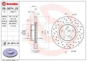 BREMBO 0956742X - DISCO FRENO X-TRA