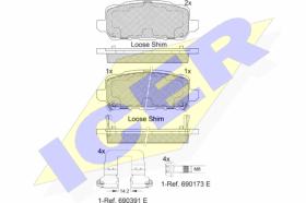 ICER 182312 - JGO.PASTILLAS FRENO HONDA