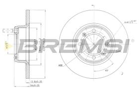 BREMSI CD6088S - B. DISC FRONT DIA.250 SOLID ALFA 75