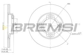 BREMSI CD6113S - B. DISC FRONT DIA.227  SOLID MAZDA 323