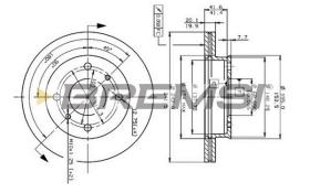 BREMSI CD6259V - B. DISC FRONT DIA.242 VENT. NISSAN PRIME