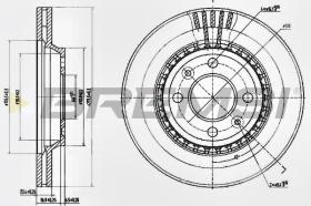 BREMSI CD6354V - B. DISC FRONT DIA.280 VENT. SAAB 900