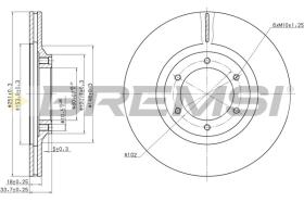 BREMSI CD6356V - B. DISC FRONT DIA.251 VENT. BEDFORD MIDI