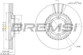 BREMSI CD6459V - B. DISC FRONT DIA.259 VENT. MITSUB L200