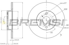 BREMSI CD6504S - B. DISC REAR DIA.263 SOLID TOYOTA MR 2