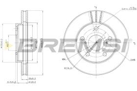 BREMSI CD6505V - B. DISC FRONT DIA.258 VENT. TOYOTA MR 2