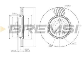 BREMSI CD7078V - B. DISC FRONT DIA.305 VENT. VOLVO S80