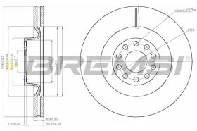 BREMSI CD7137V - B. DISC FRONT DIA.345 VENT. AUDI A8