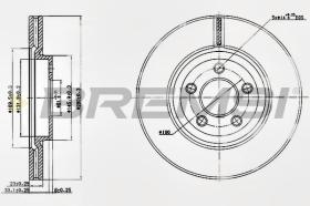 BREMSI CD7153V - B. DISC FRONT DIA.280 VENT. CHRYSLER CRU