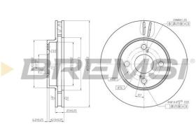 BREMSI CD7294V - B. DISC FRONT DIA.255 VENT. TOYOTA COROL