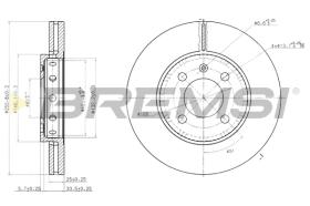 BREMSI CD7365V - B. DISC FRONT DIA.256 VENT. VW POLO