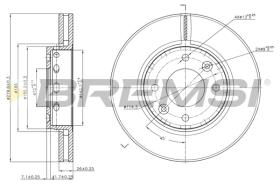 BREMSI CD7397V - B. DISC FRONT DIA.280 VENT. KIA CARENS