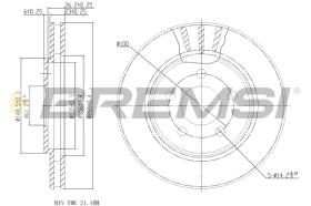 BREMSI CD7407V - B. DISC FRONT DIA.260 VENT. CHRYSLER SEB