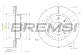 BREMSI CD7542V - B. DISC FRONT DIA.254 VENT. KIA RIO