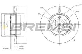 BREMSI CD7587V - B. DISC FRONT DIA.258 VENT. TOYOTA YARIS