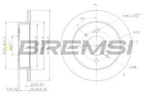 BREMSI CD7613S - B. DISC REAR DIA.236 SOLID MITSUB CARISM