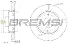 BREMSI CD7621V - B. DISC FRONT DIA.256 VENT. SMART FORFOU