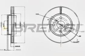 BREMSI CD7779V - B. DISC FRONT DIA.255 VENT. TOYOTA YARIS