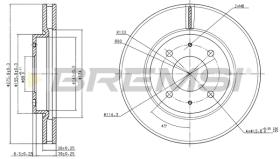 BREMSI CD7845V - B. DISC FRONT DIA.276 VENT. MITSUB GALAN