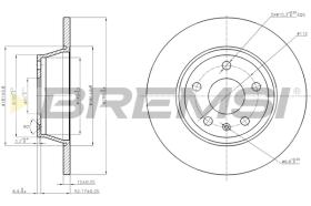 BREMSI CD7848S - B. DISC REAR DIA.286 SOLID AUDI TT 2.0