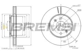 BREMSI CD8089V - B. DISC FRONT DIA. 256 VENT HYUNDAI ACCE