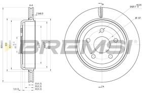 BREMSI CD8095V - B. DISC REAR DIA.330 VENT. JEEP GR. CHER