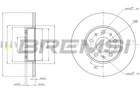 BREMSI CD8286S - B. DISC REAR DIA.251 SOLID FIAT 500L