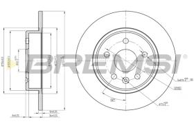 BREMSI CD8426S - B. DISC REAR DIA.264 SOLID OPEL ASTRA K