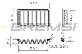 BREMSI FA1025 - FILTRO DE AIRE