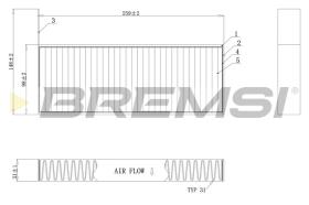 BREMSI FC0464C - FILTRO, AIRE HABITáCULO